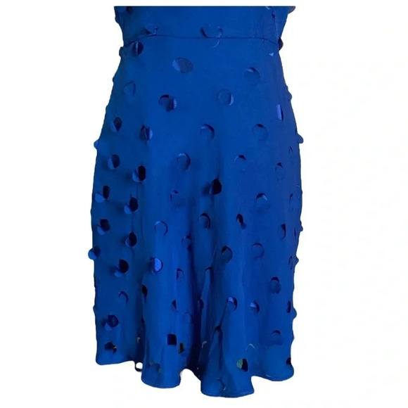 ANTONIO MELANI | Women Royal Blue Silk Nilda Fit&Flare Laser Cutout Dress Size 6 - Picture 7 of 11